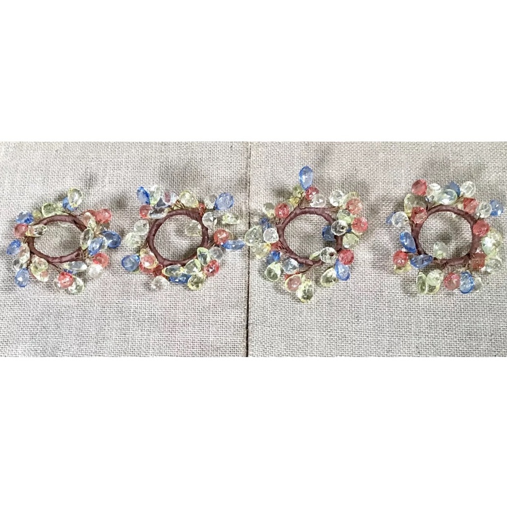 Acrylic Beaded Napkin Ring Set Boho Hippie Whimsical Fairy Core Fun